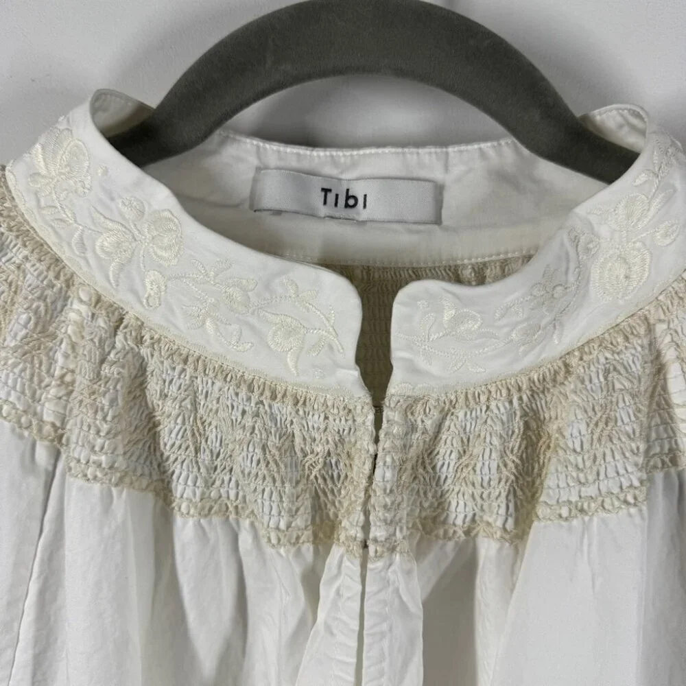 Tibi Anthropologie White Cotton Lace Embroidered Tunic Dress Boho Summer Casual - Picture 7 of 15